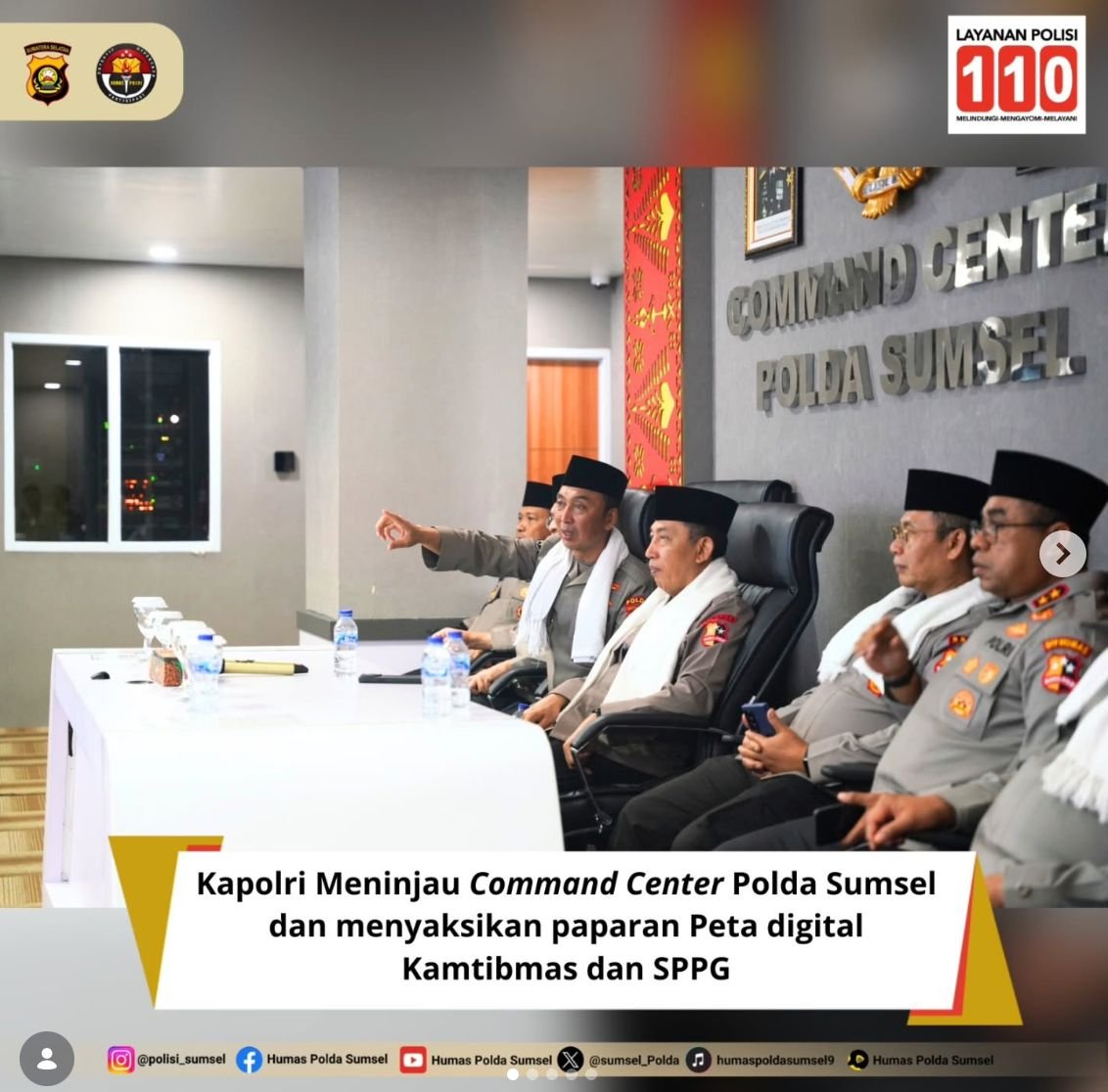 Kapolri Tinjau Command Center Polda Sumsel dan Saksikan Paparan Peta Digital Kamtibmas
