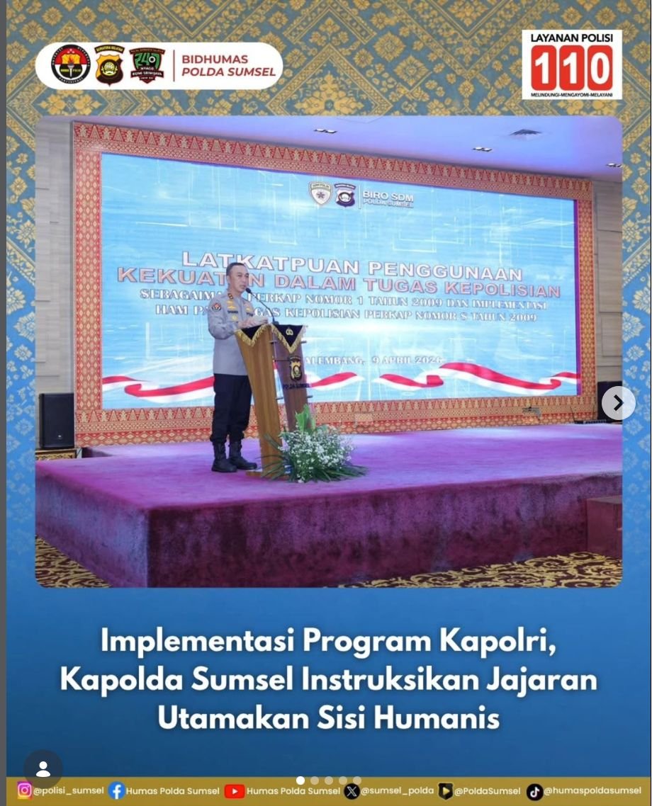 Implementasi Program Kapolri Jenderal Listyo Sigit, Kapolda Sumsel Instruksikan Jajaran Utamakan Sisi Humanis